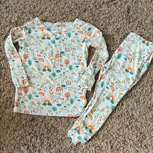 Larkspur Bamboo Unicorn and Rainbow Kids Pajamas 2T
